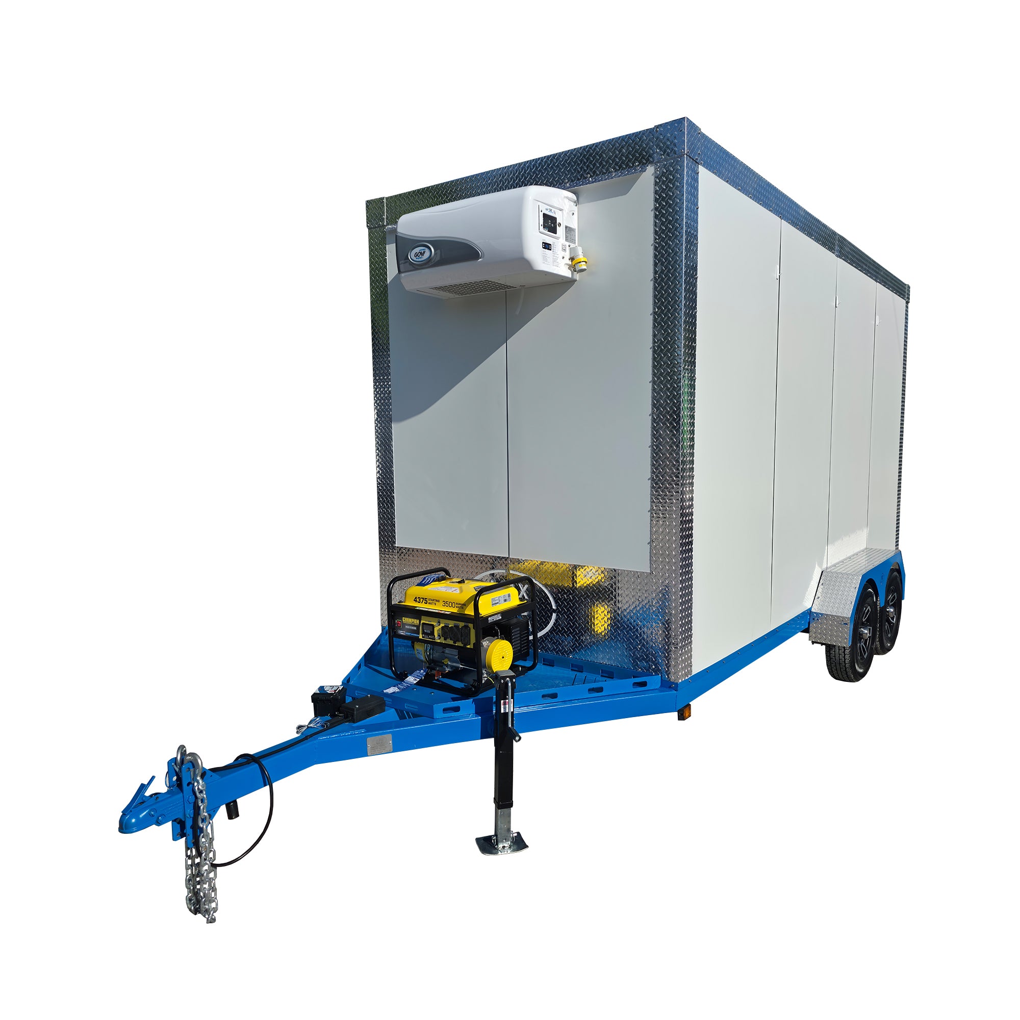 12 by 6 foot refrigerated cooler and freezer trailer available for rental